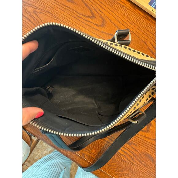 Fossil Purse Dawson Satchel Light Tan And Black Crossbody - Picture 4 of 8